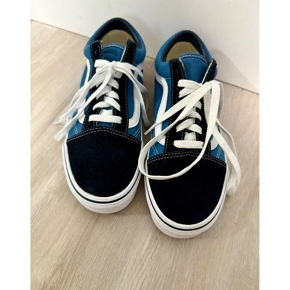 Vans‎ Old Skool Blue Suede Canvas Skate Shoes Men Size 6 Women 7.5